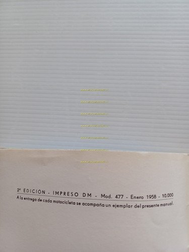 Ducati 125 Sport 1958 manuale uso manutenzione libretto originale SPAGNOLO