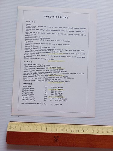 Ducati 160 Monza Junior 1966 depliant originale moto brochure
