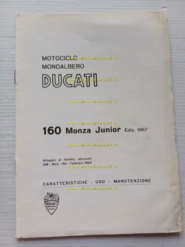Ducati 160 Monza Junior 1967 allegato varianti manuale uso libretto …