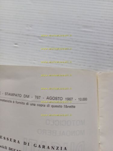 Ducati 160 Monza Junior 1967 allegato varianti manuale uso libretto …
