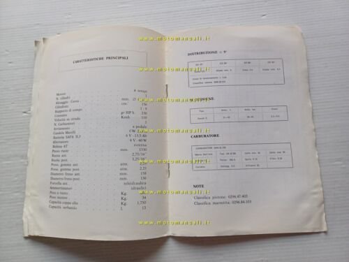Ducati 160 Monza Junior 1967 allegato varianti manuale uso libretto …