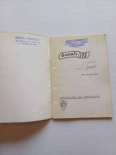 Ducati 175 Sport 1958 manuale uso manutenzione libretto originale italiano