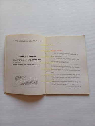 Ducati 175 Sport 1958 manuale uso manutenzione libretto originale italiano