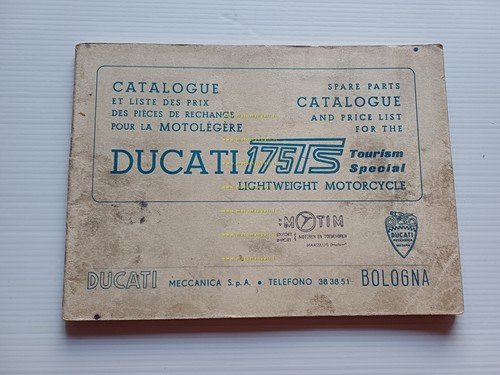 Ducati 175 Turismo CATALOGO RICAMBI originale testo Inglese Francese