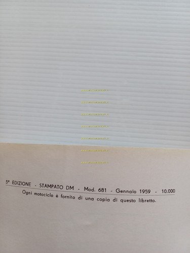 Ducati 175 Turismo Speciale 1959 manuale uso manutenzione originale italiano