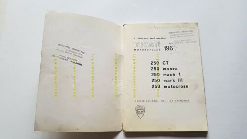 Ducati 250 Mach 1-MarK 3-Scrambler-GT-Monza 1964 manuale uso USA owner's …
