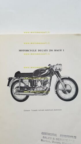 Ducati 250 Mach 1-MarK 3-Scrambler-GT-Monza 1964 manuale uso USA owner's …