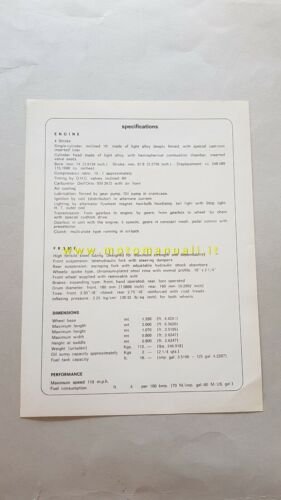 Ducati 250 Mark 3 1966 depliant originale USA brochure