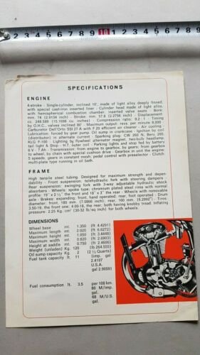 Ducati 250 Scrambler 1965 depliant originale moto brochure