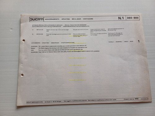 Ducati 350 500 aggiornamento catalogo ricambi originale