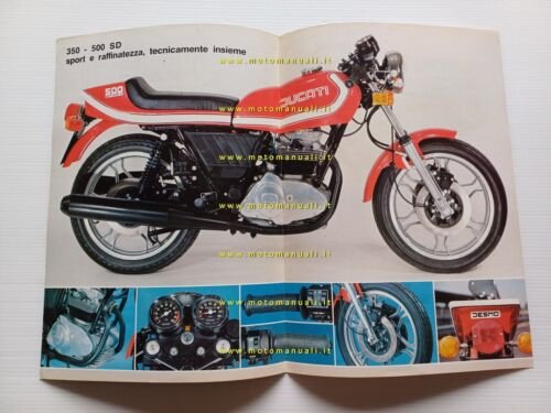 Ducati 350 500 Sport Desmo 1977 depliant originale ITALIANO