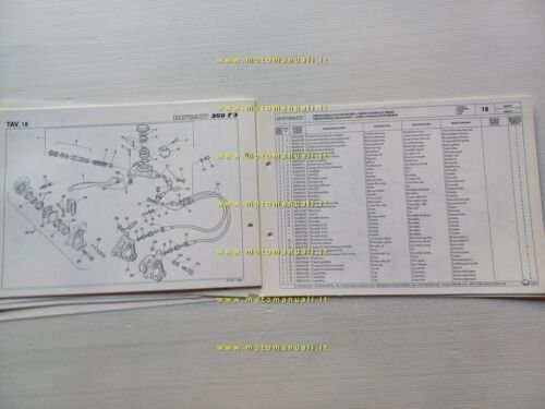 Ducati 350 F3 1986 catalogo ricambi originale spare parts catalogue