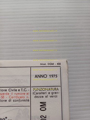 Ducati 350 GTL 1975 scheda omologazione DGM Facsimile originale