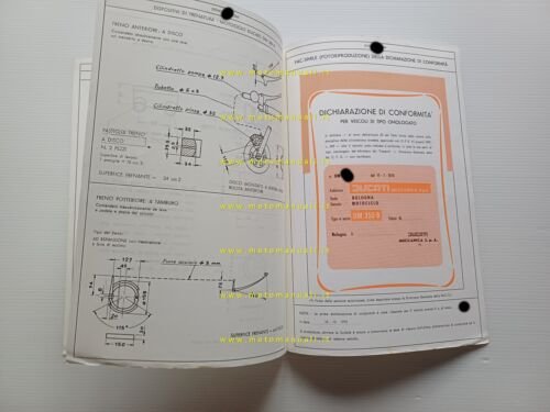 Ducati 350 GTL 1975 scheda omologazione DGM Facsimile originale