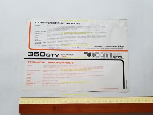 Ducati 350 GTV 1977 depliant originale italiano inglese