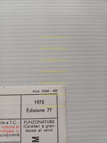 Ducati 350 GTV 1977 scheda omologazione DGM Facsimile originale
