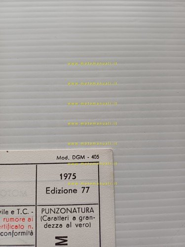 Ducati 350 GTV 1977 scheda omologazione DGM Facsimile originale