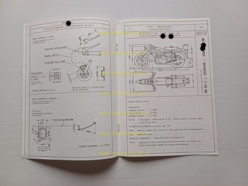 Ducati 350 GTV 1977 scheda omologazione DGM Facsimile originale