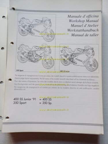 Ducati 350 Sport - 400 SS Junior 1991-92 manuale officina …