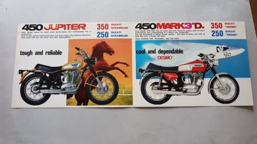 Ducati 450-350-250 Scrambler Mark 3 D 1970 depliant originale brochure