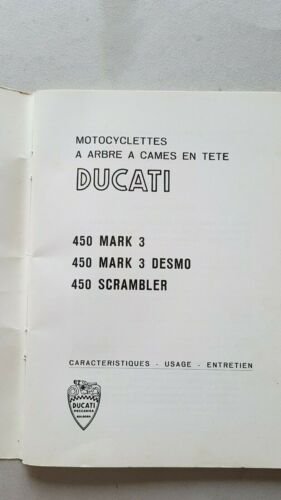 Ducati 450 Desmo Scrambler Mark3 1970 manuale uso testo FRANCESE …