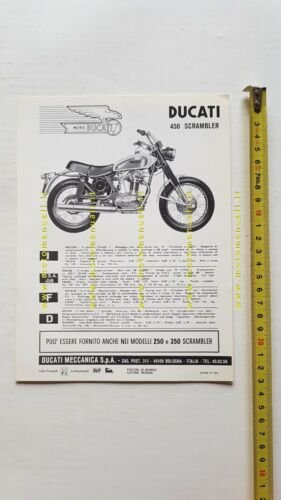 Ducati 450 Scrambler 1970 depliant originale moto brochure