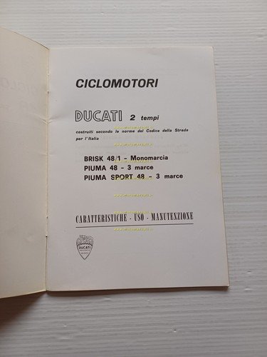 Ducati 48 Brisk1-Piuma-Piuma Sport 1964-65 manuale uso manutenzione originale