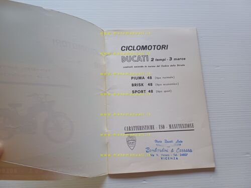 Ducati 48 Sport - Brisk - Piuma 1962 manuale uso …