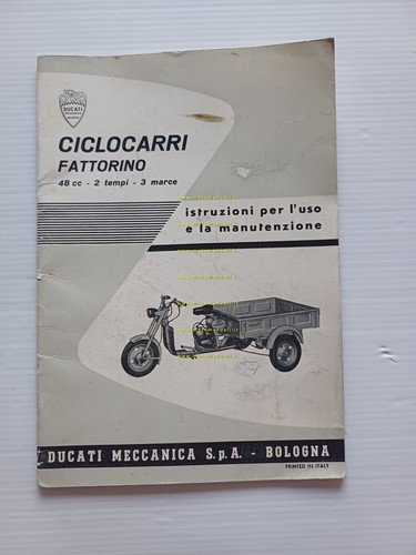 Ducati 50 Fattorino motocarro 1964 manuale uso manutenzione originale italiano