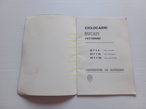 Ducati 50 Fattorino motocarro 1964 manuale uso manutenzione originale italiano