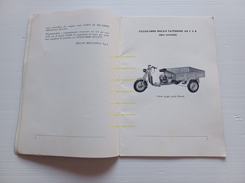 Ducati 50 Fattorino motocarro 1964 manuale uso manutenzione originale italiano