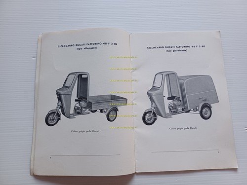 Ducati 50 Fattorino motocarro 1964 manuale uso manutenzione originale italiano