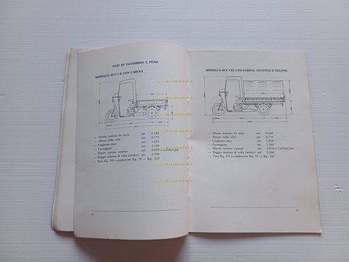 Ducati 50 Fattorino motocarro 1964 manuale uso manutenzione originale italiano