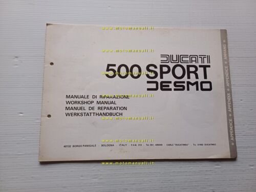 Ducati 500 Sport Desmo 1977 aggiornamento manuale officina 350-500 GTL …