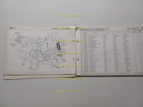 Ducati 500 Sport Desmo catalogo ricambi TELAIO originale spare parts …