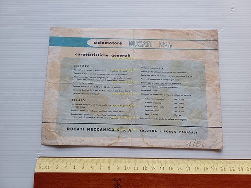 Ducati 55 e depliant ITALIANO originale anni 50