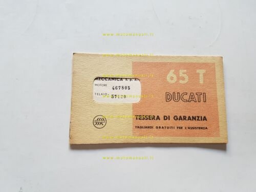 Ducati 65 T tessera libretto garanzia nuovo originale