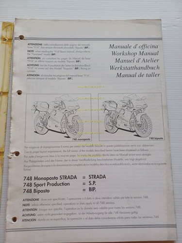 Ducati 748 Desmoquattro AGGIORNAMENTO originale 1995 manuale officina 916