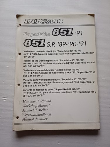 Ducati 851 S.P. 1989-91- Superbike 1991 AGGIORNAMENTO manuale officina originale