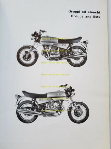 Ducati 860 1975 catalogo ricambi originale bevel spare parts catalogue