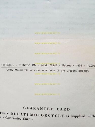 Ducati 860 1975 manuale uso manutenzione originale INGLESE owner's manual