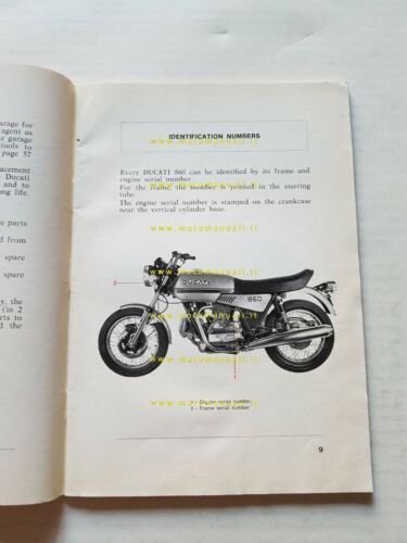 Ducati 860 1975 manuale uso manutenzione originale INGLESE owner's manual