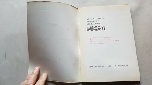 DUCATI 860 1975 manuale uso originale ITALIANO moto owner's manual