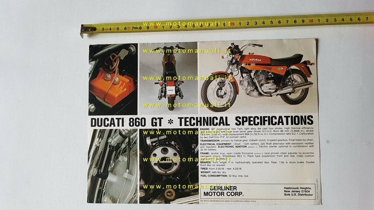 Ducati 860 GT depliant originale USA brochure