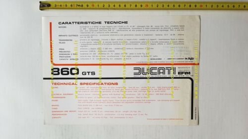 Ducati 860 GTS 1976 depliant originale italiano moto brochure BEVEL