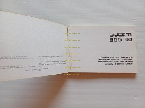 Ducati 900 S2 1982 manuale uso manutenzione libretto istruzioni originale