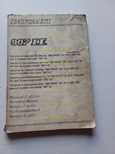 DUCATI 907 i.e. 1990 AGGIORNAMENTO manuale officina 906 Paso originale