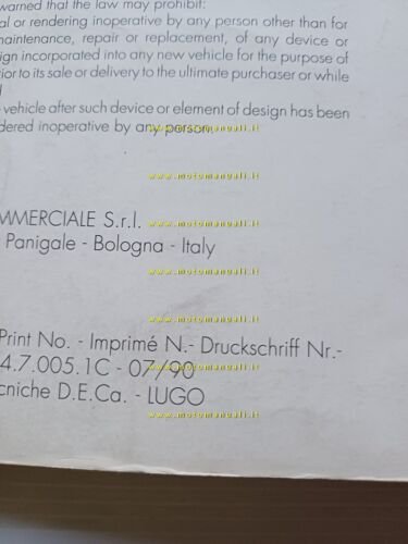 DUCATI 907 i.e. 1990 AGGIORNAMENTO manuale officina 906 Paso originale