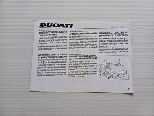 Ducati 916 - 748 supplemento originale manuale uso per montaggio …