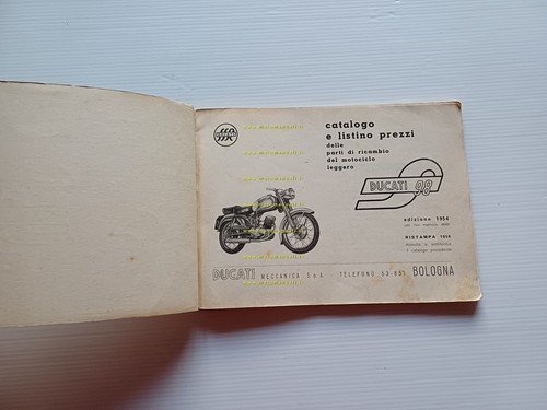 Ducati 98 S Sport 1954-56 catalogo ricambi originale spare parts …